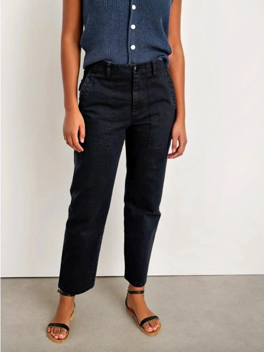Alex Mill Neil Pant in Herringbone Black Straight Leg Pants Size 2